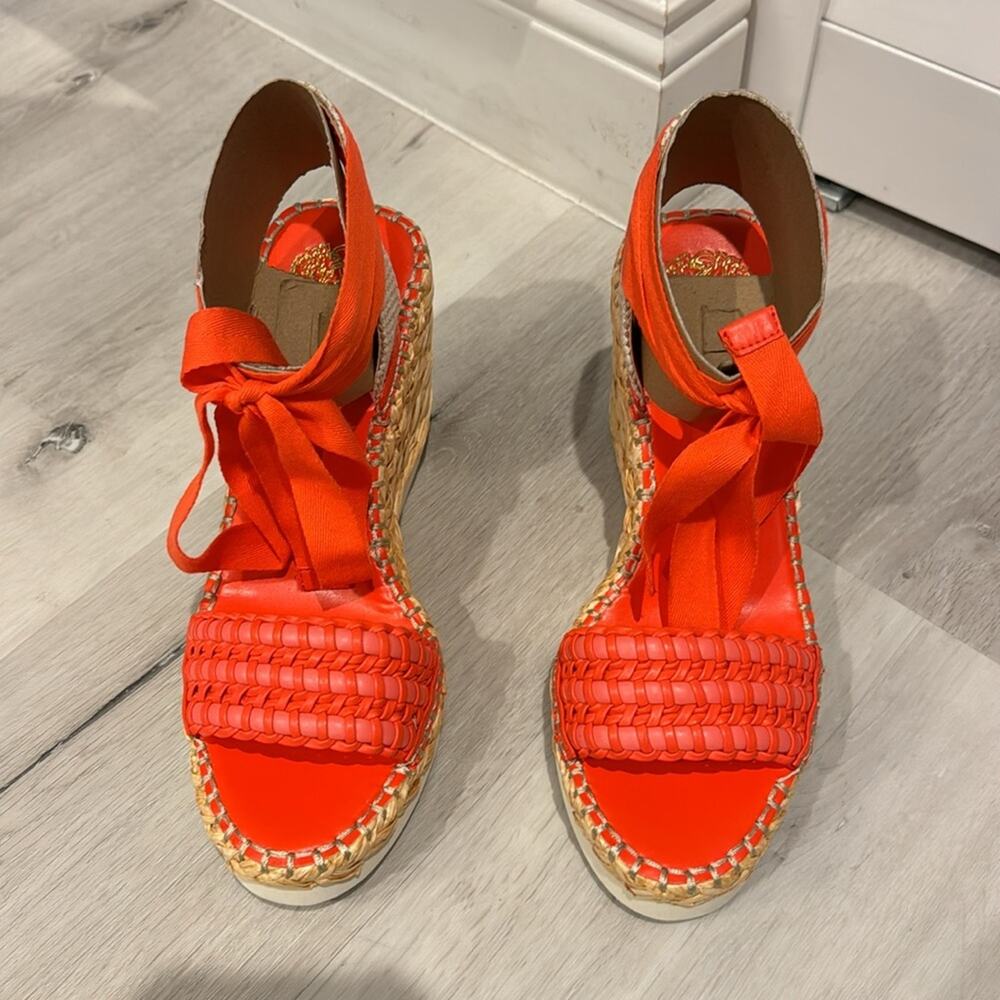Vince Camuto NWOT Brisshel Leather Espadrille Wedge Orange Sandal. No box. - Picture 8 of 10